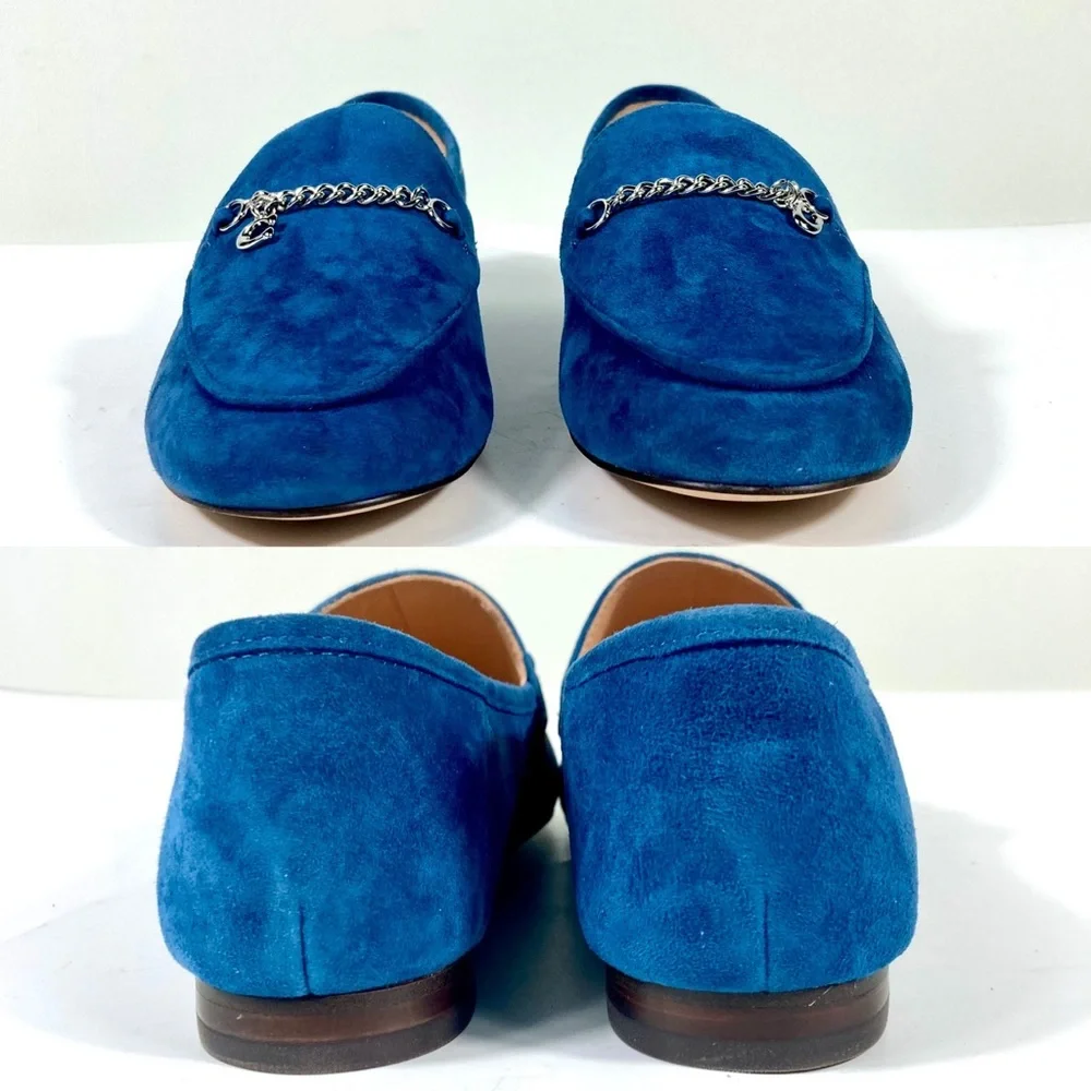 Coach Hanna Suede Logo Loafers Blue Size 6 NEW